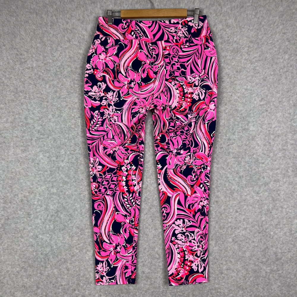 Lilly Pulitzer Low Tide Navy Pink Print Luxletic Corso Pant UPF 50+ Size 8 - Picture 5 of 13